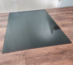 Quadrat 110x110cm Glas Anthrazitgrau - Funkenschutzplatte Anthrazit Grau Kaminbodenplatte Glasplatte Ofenunterlage