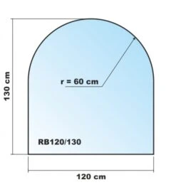 Rundbogen 120x130cm Glas Schwarz - Funkenschutzplatte Kaminbodenplatte Glasplatte Kaminunterlage -Kaminladen Geschaft 30804 1