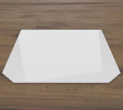 Sechseck 85x110cm Glas Weiß - Funkenschutzplatte Kaminbodenplatte Glasplatte Unterlage Ofen