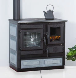 EEK A+ - Dauerbrand Küchenofen Globe Fire Alhena Naturstein / Anschluss Links