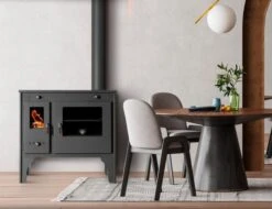 EEK A+ Küchenofen Holzherd Retro ECO Schwarz, Rechte Version - 7 KW Dauerbrandherd -Kaminladen Geschaft Holzherd RETRO ECO int rechts