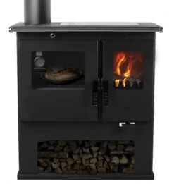 EEK A+ Premium-Holzherd, Beistellherd CS INOX Links (Cerankochfeld + Edelstahlbackfach) -7,7 KW -Kaminladen Geschaft Holzherd Verso CS 1000 links2