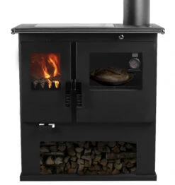 EEK A+ Premium-Holzherd, Beistellherd CS INOX Rechts (Cerankochfeld + Edelstahlbackfach) -7,7 KW -Kaminladen Geschaft Holzherd Verso CS 1000 rechts2