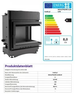 *EEK A+ Wasserführender Eck-Kamineinsatz Kratki MAJA/PW/BP/12/BS/W Seitenscheibe Rechts + BIMSCHV II -Kaminladen Geschaft MAJAPWBP12BSW