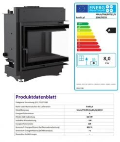 *EEK A+ Wasserführender Eck-Kamineinsatz Kratki MAJA PW 12 DECO Seitenglas Rechts + BIMSCHV II -Kaminladen Geschaft MAJAPWBP12BSWDECO