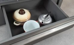 EEK A Küchenofen Holzherd PANONIA Kacheln Schwarz, Linke Version - 10,5 KW Dauerbrandherd -Kaminladen Geschaft Panonia Schublade 0 33112 4