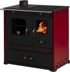 EEK A+ Küchenofen Holzherd Perfect ECO LUX Bordeaux, Linke Version - 7,38 KW Dauerbrandherd -Kaminladen Geschaft Perfect EKO LUX 1 bordeaux links