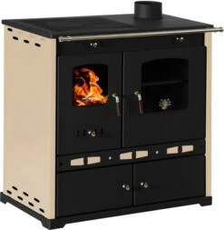 EEK A+ Küchenofen Holzherd Perfect ECO LUX Creme, Rechte Version - 7,38 KW Dauerbrandherd -Kaminladen Geschaft Perfect EKO LUX 1 creme rechts