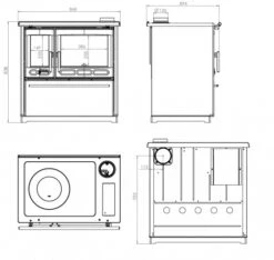 EEK A+ Küchenofen Holzherd Plamen 850 Weiß, Linke Version - 8 KW Dauerbrandherd -Kaminladen Geschaft Plamen850 masse 33054 2 33055 2