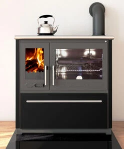 EEK A+ Küchenofen Holzherd Plamen 850 Schwarz, Rechte Version - 8 KW Dauerbrandherd