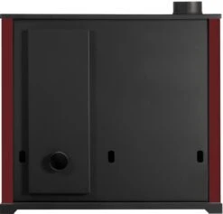 EEK A+ Küchenofen Holzherd Practik LUX Bordeaux, Linke Version - 9,5 KW, Ext. Zuluft - Dauerbrand -Kaminladen Geschaft Practik LUX rot links hinten