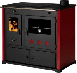 EEK A+ Küchenofen Holzherd Practik LUX Bordeaux, Rechte Version - 9,5 KW, Ext. Zuluft - Dauerbrand 10 EEK A+ Küchenofen Holzherd Practik LUX Bordeaux, Rechte Version - 9,5 KW, Ext. Zuluft - Dauerbrand -Kaminladen Geschaft Practik LUX rot rechts2