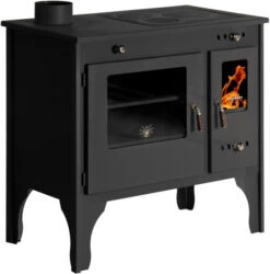 EEK A+ Küchenofen Holzherd Retro ECO Schwarz, Linke Version - 7 KW Dauerbrandherd -Kaminladen Geschaft RETRO ECO 3 links