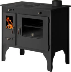 EEK A+ Küchenofen Holzherd Retro ECO Schwarz, Rechte Version - 7 KW Dauerbrandherd -Kaminladen Geschaft RETRO ECO 3 rechts