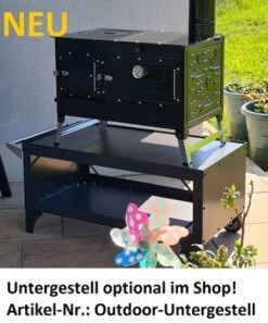 Outdoor-Herd Brot&Pizzaofen "Rosalie" Backfunktion Gulaschkanone Terrassenofen Gartenkamin -Kaminladen Geschaft Rosalie mit Untergestell2 6