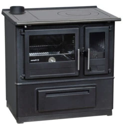 EEK A+ Küchenofen Holzherd Plamen Slavonac N Schwarz, Linke Version - 8 KW Dauerbrandherd