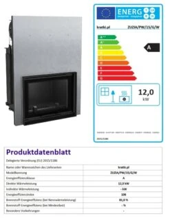 *EEK A Wasserführender Kamineinsatz ZUZIA/PW/15/G/W - 12kW Hebetür + BIMSCHV II -Kaminladen Geschaft ZUZIAPW15GW
