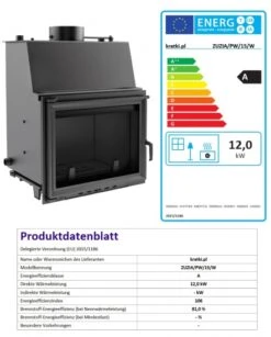 *EEK A Wasserführender Kamineinsatz ZUZIA/PW/15/W - 12kW + BIMSCHV II -Kaminladen Geschaft ZUZIAPW15W
