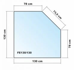 Fünfeck 130x130cm - Funkenschutzplatte Kaminbodenplatte Glasplatte -Kaminladen Geschaft fe130 130 31316 1