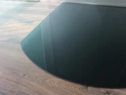 Segmentbogen 100x110cm Glas Schwarz - Funkenschutzplatte Kaminbodenplatte Glasplatte Ofenplatte Unterlage -Kaminladen Geschaft funkenschutzplatte glas schwarz3 30790 2