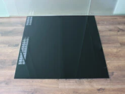 Quadrat 90x90cm Glas Schwarz - Funkenschutzplatte Kaminbodenplatte Glasplatte Ofenplatte