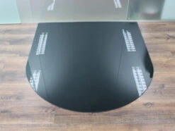 Rundbogen 100x110cm Glas Schwarz - Funkenschutzplatte Kaminbodenplatte Glasplatte Ofenplatte Unterlage Kamin