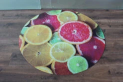 Kaminladen Geschaft 22 (Sofort Lieferbar!) Kreis Motiv Zitrone 110x110cm - Funkenschutzplatte Kaminbodenplatte Glasplatte