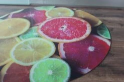 (Sofort Lieferbar!) Kreis Motiv Zitrone 110x110cm - Funkenschutzplatte Kaminbodenplatte Glasplatte -Kaminladen Geschaft glasplatte motiv kreis funkenschutzplatte detail1 800px