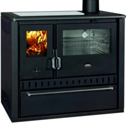 EEK A Premium-Küchenofen Holzherd GT Schwarz !Cerankochfeld!+!Edelstahlbackfach!-Dauerbrandherd - 15kW