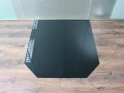 Sechseck 100x110cm Glas Schwarz - Funkenschutzplatte Kaminbodenplatte Glasplatte Unterlage Ofen -Kaminladen Geschaft kaminglasplatte sechseck schwarz2 30792 3