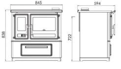 EEK A+ Küchenofen Holzherd Plamen Slavonac N Weiß, Rechte Version - 8 KW Dauerbrandherd -Kaminladen Geschaft masse slavonac n rechts