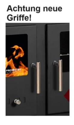 EEK A+ Küchenofen Holzherd Practik LUX Schwarz, Linke Version - 9,5 KW, Ext. Zuluft - Dauerbrand -Kaminladen Geschaft neue Griffe