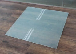 Quadrat *Frosty* 80x80cm - Funkenschutzplatte Milchglas Kaminbodenplatte Glasplatte