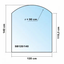Segmentbogen 120x140cm Glas Schwarz - Funkenschutzplatte Kaminbodenplatte Glasplatte -Kaminladen Geschaft sb120 140 31283 1