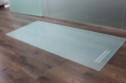 Saisonplatte Rechteck *Frosty* 130x55cm - Kamin-Vorlegeplatte Milchglas Funkenschutzplatte Kaminbodenplatte Glasplatte